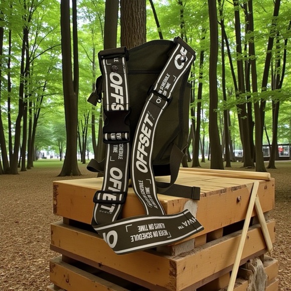 TBG-01 Techwear Style Green Leg Bag 2 main zipper compartment and back pocket - Picture 2 of 3